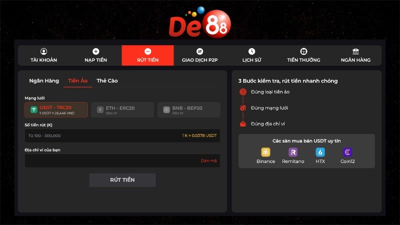 DE88 Rút Tiền DE88 - Hướng Dẫn Các Bước Nhanh Chóng Cho Thành Viên