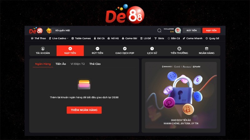 DE88 Nạp Tiền DE88 - Giao Dịch Nhanh Chóng, An Toàn Cho Tân Thủ