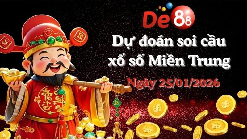 DE88 Dự đoán soi cầu xổ số miền Trung hôm nay ngày 25/01/2026 [Trúng Chắc]
